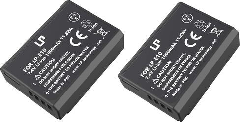 LP LP-E10 Battery Charger Pack, 1600mAh 2-Pack Battery & Dual Slot Charger, Compatible with Canon EOS Rebel T7, T6, T5, T3, T100, 4000D, 3000D, 2000D, 1500D, 1300D & More (Not for T3i T5i T6i T6s T7i) in Saudi Arabia