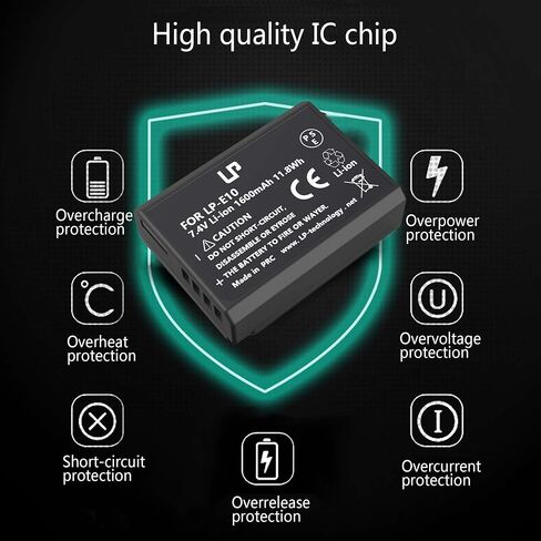 LP LP-E10 Battery Charger Pack, 1600mAh 2-Pack Battery & Dual Slot Charger, Compatible with Canon EOS Rebel T7, T6, T5, T3, T100, 4000D, 3000D, 2000D, 1500D, 1300D & More (Not for T3i T5i T6i T6s T7i) in Saudi Arabia