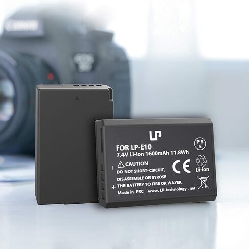 LP LP-E10 Battery Charger Pack, 1600mAh 2-Pack Battery & Dual Slot Charger, Compatible with Canon EOS Rebel T7, T6, T5, T3, T100, 4000D, 3000D, 2000D, 1500D, 1300D & More (Not for T3i T5i T6i T6s T7i) in Saudi Arabia