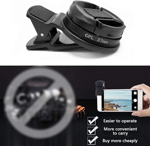 37mm CPL Filter, Universal Circular Polarizer Lens Filter, Cell Phone Lens Accessory Kit, Includes CPL Lens and Lens Clip in Kuwait