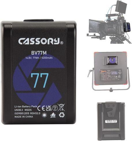 بطارية CASSORY BV-77M V Mount مع جيب صغير على شكل حرف D، بطاريات كاميرا بقفل V بقدرة 77 وات في الساعة لكاميرا الفيديو in Saudi Arabia