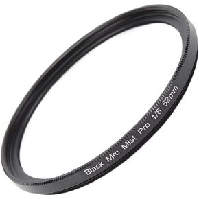 Black Diffusion Camera Filter, 1/8 Black Soft Light Filter, Waterproof Oil Scratch Resistant, Soft Focus Hazy Mist Camera Lens Filter for Video Vlog Portrait Photography (49MM)