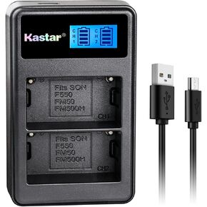 Kastar LCD Dual Slim Charger for NP-FM50 NP-FM30 NP-FM51 NP-QM50 NP-QM51 NP-FM55H and Sony CCD-FRV DCR-PC DCR-TRV DCR-DVD DSR-PDX GV HVL Series Camera Camcorder in Kuwait