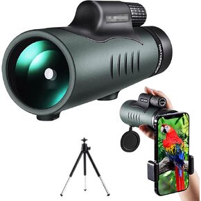 10×42 Monocular Telescope, Adult High-Definition High-Magnification Monoculars BAK4 Prism Waterproof Anti-Fog Monoculars with Hand Strap Mobile Phone Holder Tripod for Bird Watching Hiking in Kuwait