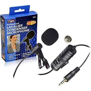 Sony Alpha a6500 Digital Camera External Microphone Vidpro XM-L Wired Lavalier microphone - 20' Audio Cable - Transducer type: Electret Condenser in Saudi Arabia