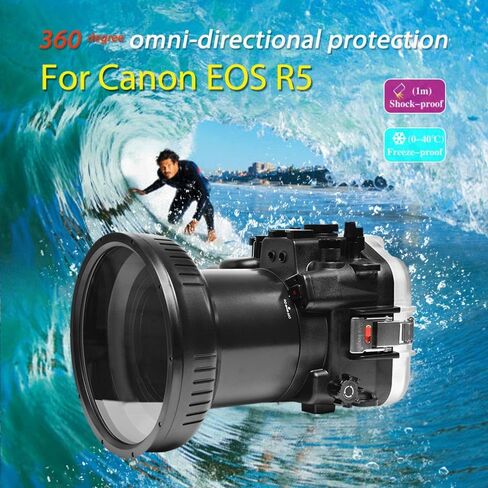 Seafrogs 40M/130FT Underwater Camera Housing Waterproof Case for Canon R5 with Flat Port (100mm), Compatible with EF 24-70mm F2.8 II/EF 24-105mm F4 and RF 15-35 f2.8 / RF 24-105mm f4L Lens in Saudi Arabia
