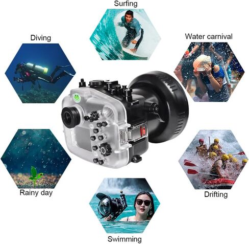 Seafrogs 40M/130FT Underwater Camera Housing Waterproof Case for Canon R5 with Flat Port (100mm), Compatible with EF 24-70mm F2.8 II/EF 24-105mm F4 and RF 15-35 f2.8 / RF 24-105mm f4L Lens in Saudi Arabia