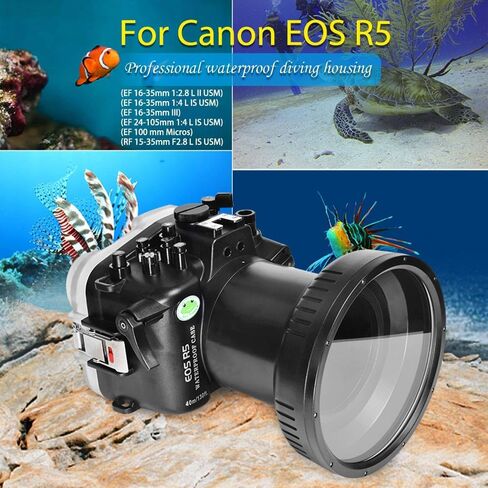 Seafrogs 40M/130FT Underwater Camera Housing Waterproof Case for Canon R5 with Flat Port (100mm), Compatible with EF 24-70mm F2.8 II/EF 24-105mm F4 and RF 15-35 f2.8 / RF 24-105mm f4L Lens in Saudi Arabia