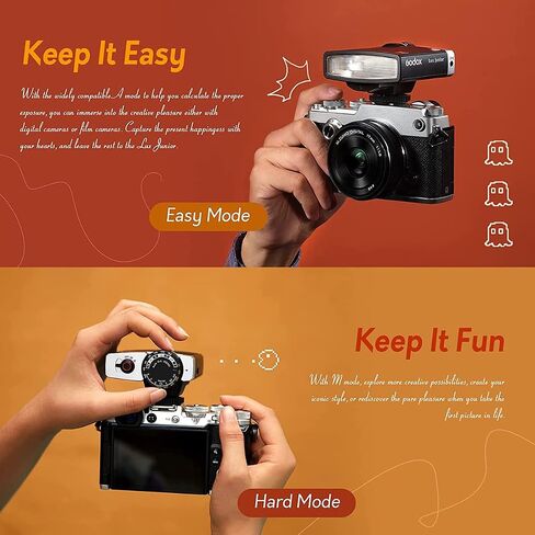 GODOX Lux Junior Speedlite Retro Camera Flash,GN12, 6000K CCT A/M Flash Mode, 28mm Focal Length Compatible with Canon,Nikon,Sony,Fujufilm Digital Film Cameras in Saudi Arabia