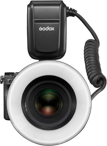 Godox MF-R76C TTL LED حلقة فلاش صغيرة، CCT 5900K 550 طاقة كاملة، 76Ws HSS 2.4G 0.1-1s وقت إعادة التدوير أنابيب فلاش مزدوجة Speedlight وحلقات محول شاشة LCD لـ Canon Caremas in Kuwait