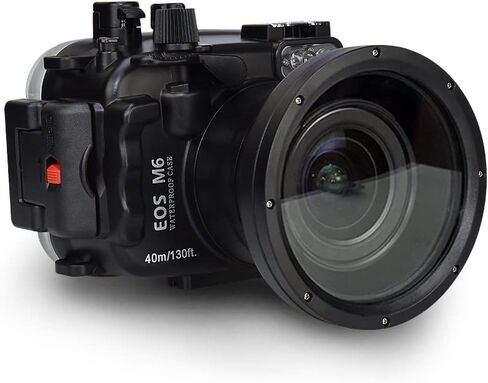 يمكن استخدام ضفادع البحر لكاميرا Canon EOS M6 مع عدسة مقاس 18-55 مم بطول 130 قدمًا/40 مترًا، وغطاء مقاوم للماء للكاميرا تحت الماء (مبيت + فلتر أحمر) in Saudi Arabia