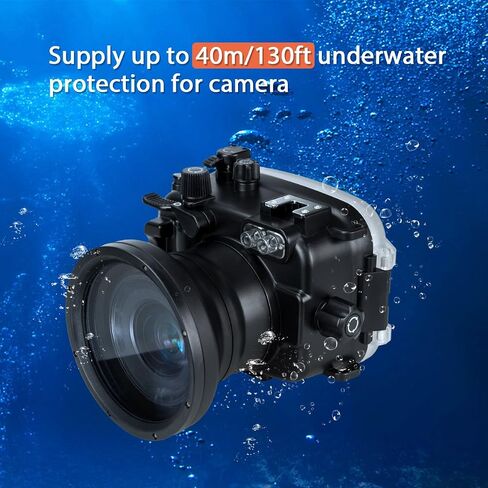 يمكن استخدام ضفادع البحر لكاميرا Canon EOS M6 مع عدسة مقاس 18-55 مم بطول 130 قدمًا/40 مترًا، وغطاء مقاوم للماء للكاميرا تحت الماء (مبيت + فلتر أحمر) in Saudi Arabia