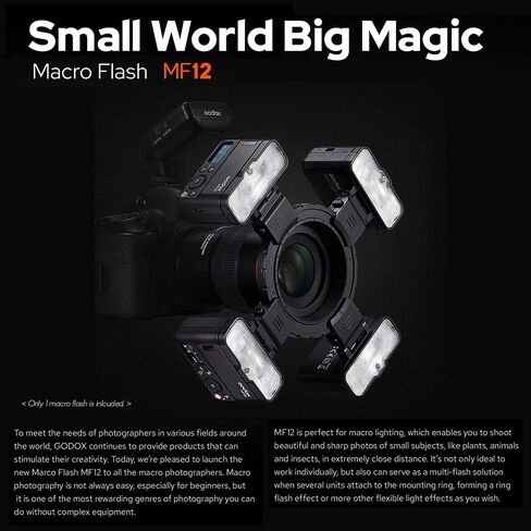 GODOX Godox MF12 Macro Flash 2.4G Wireless Transmission Control Guide Number 16 TTL M Mode with Colorful Filter Cold Shoe for Plants Insects Food Jewelry Macro Photography in Saudi Arabia