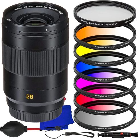 Ultimaxx Essential Leica APO-Summicron-SL 28mm f/2 ASPH Lens Bundle - Includes: Protective UV Filter, 6PC Gradual Color Filter Kit (Purple, Grey, Blue, Red, Orange, Yellow) & More (16pc Bundle) in Saudi Arabia