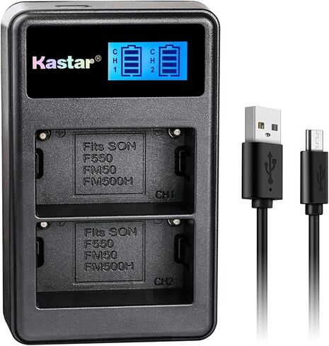Kastar LCD Dual Slim Charger for NP-FM50 NP-FM30 NP-FM51 NP-QM50 NP-QM51 NP-FM55H and Sony CCD-FRV DCR-PC DCR-TRV DCR-DVD DSR-PDX GV HVL Series Camera Camcorder in Kuwait
