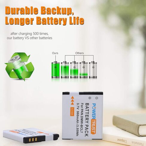 PowerTrust 2Pcs DMW-BCL7 BCL7 BCL7E Battery and LED USB Charger for Panasonic Lumix DMC-F5 DMC-FH10 DMC-FS50 DMC-SZ10 DMC-SZ9 SZ8 SZ3 SZ9 XS1 XS3 Camera in Saudi Arabia