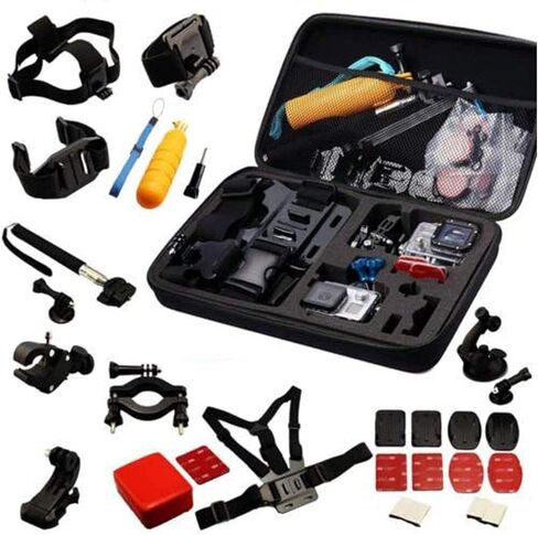 Navitech 30-in-1 Action Camera Accessories Combo Kit with EVA Case - Compatible with The Dragon Touch Vision 3 PRO in Kuwait