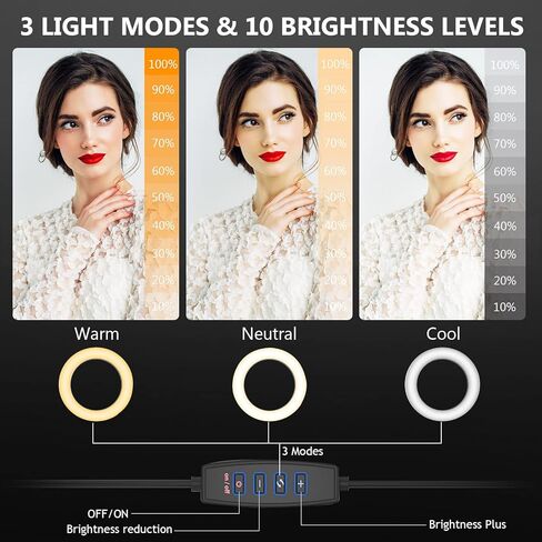 Clifod 6 inch Bendable Ring Light with Pole Mount, 11'' Flexible Hola Light Arm Extension, Small Light for Video Conference/Photography in Kuwait