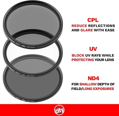 سيركيت سيتي CC-125 فلاش عالمي تلقائي مع ضوء فيديو LED لكاميرات نيكون DSLR مع Opteka 52 مم 9 قطع HD مجموعة مرشحات ألوان متدرجة متعددة الطبقات وملحقات فاخرة (17 قطعة) in Kuwait