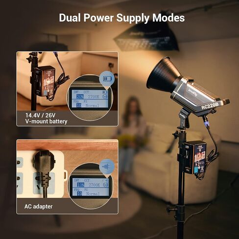 SmallRig RC 220B 220W Bi-Color LED Video Light 2700K-6500K 84500 Lux@3.3ft Continuous Lighting CRI 95+ TLCI 96+ w/Bowens Mount, Manual and App Control Remotely Professional Studio Spotlight-3473 in Kuwait