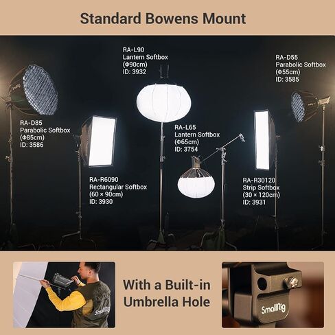 SmallRig RC 220B 220W Bi-Color LED Video Light 2700K-6500K 84500 Lux@3.3ft Continuous Lighting CRI 95+ TLCI 96+ w/Bowens Mount, Manual and App Control Remotely Professional Studio Spotlight-3473 in Kuwait