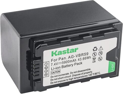 Kastar 2-Pack AG-VBR59 Battery and LTD2 USB Charger Replacement for Panasonic AG-VBR59, AG-VBR89G, AG-VBR118G, AG-BRD50, AG-B23, Panasonic HC-X2 4K Camcorder, Panasonic HC-X20 4K Mobile Camcorder in Kuwait