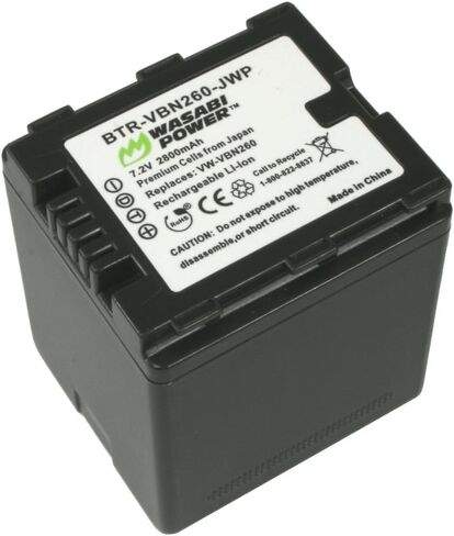 Wasabi Power Battery (2-Pack) and Charger for Panasonic VW-VBN260 and Panasonic HC-X800, HC-X900, HC-X900M, HC-X910, HC-X920, HC-X920M, HDC-HS900, HDC-SD800, HDC-SD900, HDC-TM900 (2800mAh) in Saudi Arabia