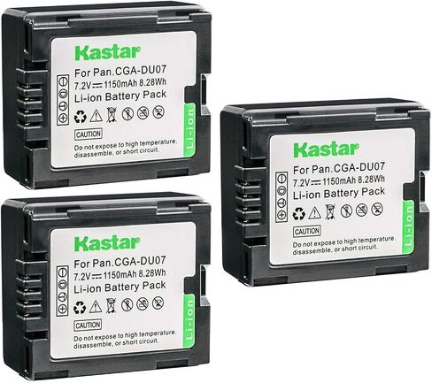 Kastar 3-Pack Battery Replacement for Panasonic PV-GS29, PV-GS31, PV-GS33, PV-GS34, PV-GS35, PV-GS36, PV-GS39, PV-GS50, PV-GS55, PV-GS59, PV-GS65, PV-GS70, PV-GS75, PV-GS80, PV-GS83, PV-GS85 in Kuwait