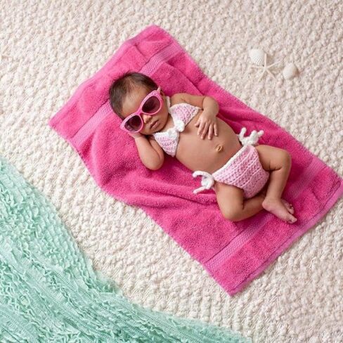 Newborn Baby Photography Outfits Bikini Girls Baby Photo Swimsuit Outfit Newborn Photoshoot Crochet Props Picture Knit Set in Kuwait