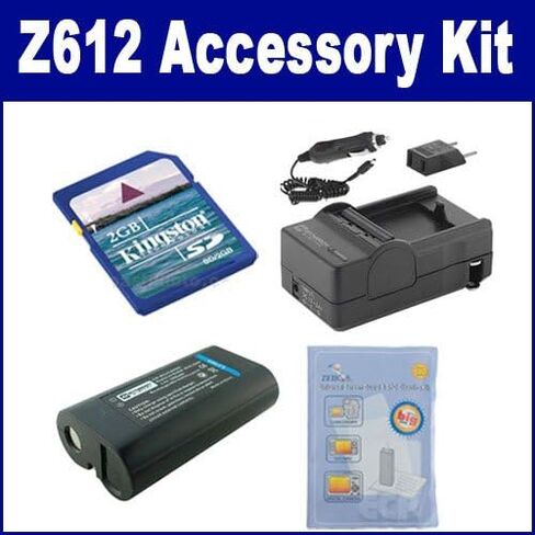Synergy Digital Camera Accessory Kit, Compatible with Kodak Z612 Digital Camera - Kit Includes: SDKLIC8000 Battery, ZELCKSG Care & Cleaning, KSD2GB Memory Card, SDM-181 Charger in Kuwait