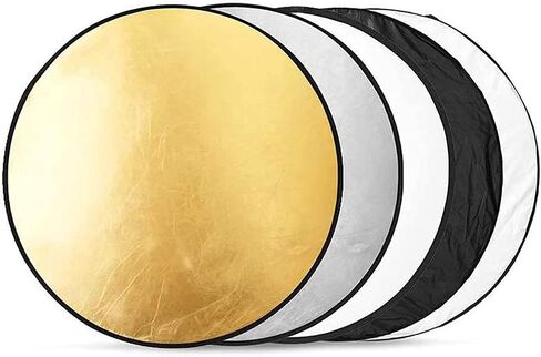 Camera Lighting Reflector 5 in 1 Round Photo Light Reflector Diffuser Photography Collapsible wth Bag for Studio Outdoor Lighting, Translucent Silver Gold White and Black (Size : 60cm/23.6inch) in Saudi Arabia