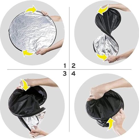 Camera Lighting Reflector 5 in 1 Round Photo Light Reflector Diffuser Photography Collapsible wth Bag for Studio Outdoor Lighting, Translucent Silver Gold White and Black (Size : 60cm/23.6inch) in Saudi Arabia