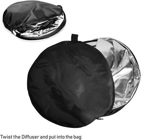 Camera Lighting Reflector 5 in 1 Round Photo Light Reflector Diffuser Photography Collapsible wth Bag for Studio Outdoor Lighting, Translucent Silver Gold White and Black (Size : 60cm/23.6inch) in Saudi Arabia