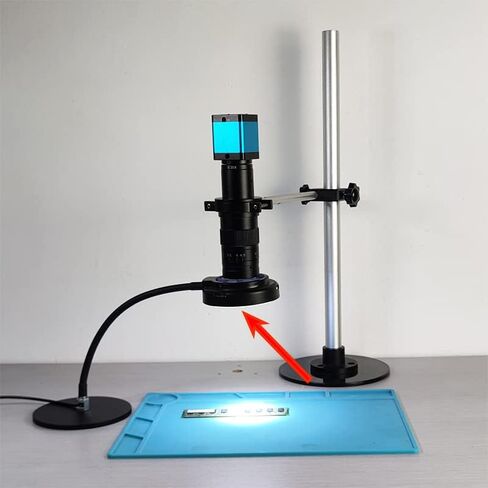 Microscope Articulated Arm Stand Gooseneck Light Set, Dual Gooseneck Spot Light C Mount Lens Holder 26mm-52mm Adjustable Clamp, HDMI USB Camera Lens Electronic Soldering Repairing Stand (Spotlight) in Saudi Arabia
