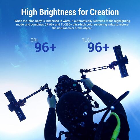 Godox WT60D Underwater LED Tube Light,Max 70W,CRI 96+ TLCl 96+,CCT 5600K±300K,13 FX Effects,APP Control,0%~100% Dimmable lP68/40m Dive Depth LED Video Light,for Vlogging,Scuba Diving,Snorkel,Surfing in Saudi Arabia