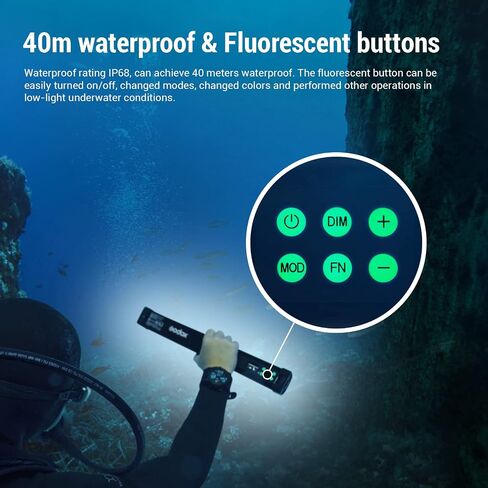 Godox WT60D Underwater LED Tube Light,Max 70W,CRI 96+ TLCl 96+,CCT 5600K±300K,13 FX Effects,APP Control,0%~100% Dimmable lP68/40m Dive Depth LED Video Light,for Vlogging,Scuba Diving,Snorkel,Surfing in Saudi Arabia