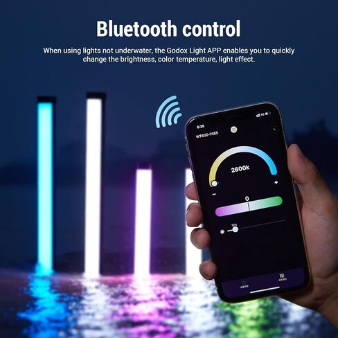 Godox WT60D Underwater LED Tube Light,Max 70W,CRI 96+ TLCl 96+,CCT 5600K±300K,13 FX Effects,APP Control,0%~100% Dimmable lP68/40m Dive Depth LED Video Light,for Vlogging,Scuba Diving,Snorkel,Surfing in Saudi Arabia