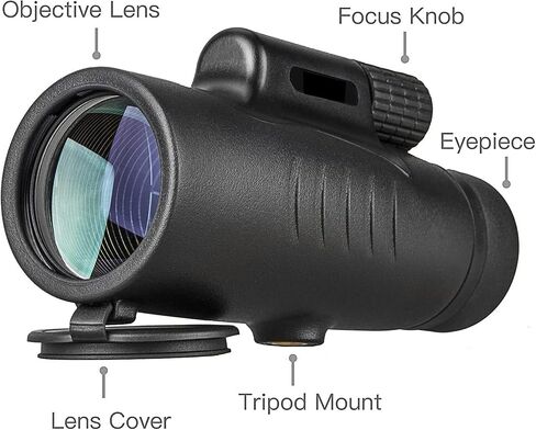 10×42 Monocular Telescope, Adult High-Definition High-Magnification Monoculars BAK4 Prism Waterproof Anti-Fog Monoculars with Hand Strap Mobile Phone Holder Tripod for Bird Watching Hiking in Kuwait