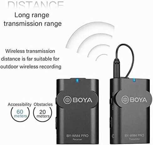 BOYA 2.4G Wireless Lavalier Microphone System, WM4 PRO-K2 Lapel Clip-on Mini Wireless Mic Compatible with Canon Nikon Sony DSLR Camera iOS Android Smartphone Audio Recorder YouTube Facebook Vlogging in Saudi Arabia