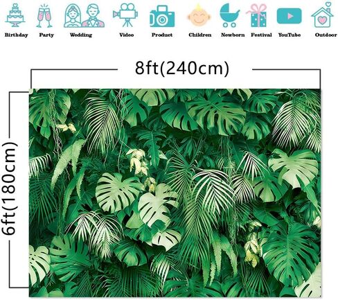 7x5FT Jungle Safari Plants Photo Background Hawaiian Luau Green Tropical Palm Leaves Picture Photography Backdrop Birthday Party Baby Shower Polyester Decorations Supplies Banner in Saudi Arabia