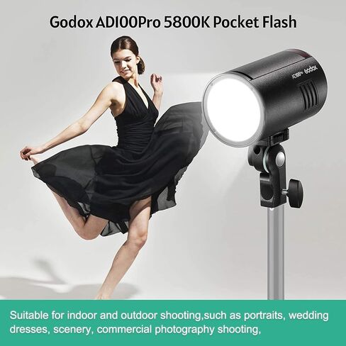 Godox AD100Pro Flash Monolight، 100W 2.4G Wireless HSS 1/8000s Pocket Flash، خفيف الوزن مدمج، بطارية ليثيوم 2600 مللي أمبير في الساعة 360 طاقة كاملة، ومضات TTL مع مشغل فلاش لاسلكي Godox XProII-C TTL in Saudi Arabia
