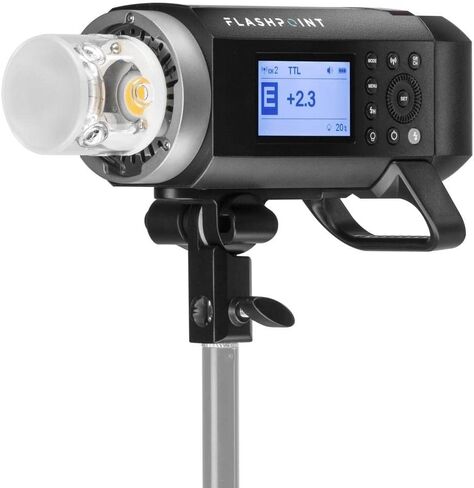 Flashpoint XPLOR 400PRO TTL Battery-Powered Monolight + Flashpoint 10' Century Light Standon Turtle Base Kit w/40in Grip Arm, 2 Gobo Heads, Baby Pin (Chrome), Glow EZ Lock Deep Parabolic Quick Softbox in Kuwait