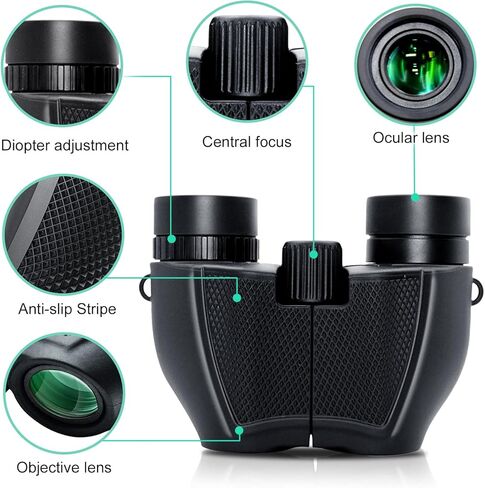مناظير صغيرة الحجم مقاس 12×25 للبالغين والاطفال، سهلة التركيز وخفيفة التحمل للرحلات البحرية ومشاهدة الطيور والسفر والمسرح والمشي لمسافات طويلة ومشاهدة المعارض ومراقبة النباتات والحيوانات. in Kuwait