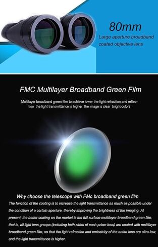 SKYOPTIKST منظار فلكي قوي 20X80 BAK4/Poro Prism تلسكوب بصري لصيد الطيور ومشاهدة الطيور 168ft/1000yds، فيلم أخضر واسع النطاق متعدد الطبقات in Kuwait