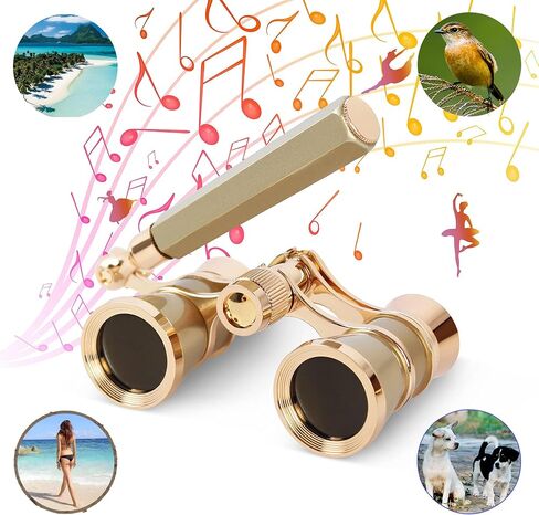 Opera Glasses Binoculars, 3X25 Lorgnette Theater Glasses, BK9 Optical Lens Mini Compact Foldable Vintage Theater Glasses with Adjustable Handle for Concert Cinema Adults Men Women in Saudi Arabia