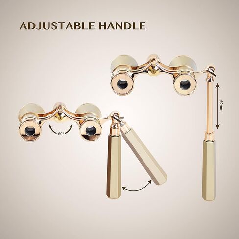 Opera Glasses Binoculars, 3X25 Lorgnette Theater Glasses, BK9 Optical Lens Mini Compact Foldable Vintage Theater Glasses with Adjustable Handle for Concert Cinema Adults Men Women in Saudi Arabia