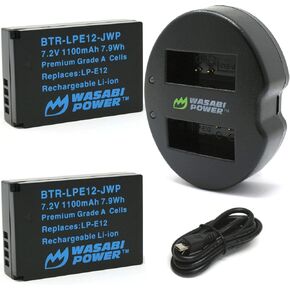 Wasabi Power LP-E12 Battery (2-Pack) and Dual USB Charger for Canon EOS M, EOS M10, EOS M50, EOS M50 MII, EOS M100, EOS M200, EOS Rebel SL1 (EOS 100D), PowerShot SX70 HS in Saudi Arabia
