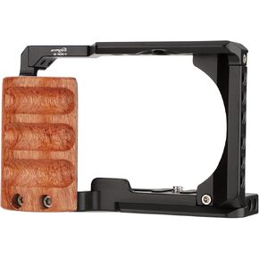 ZV-E10 Camera Cage for Sony ZV-E10 Camera,Wooden Handle Grip Video Shooting Cage Filming Accessories Cold Shoe Extension for Microphone/Light in Saudi Arabia