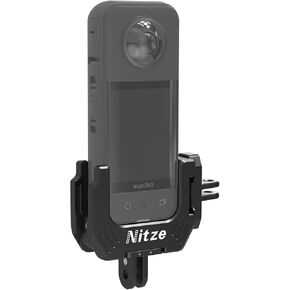 Nitze Frame Cage for Insta360 X3, Insta 360 X3 Cage, Aluminum Half Cage with 2 Cold Shoes, 2 Folding Fingers and 1/4" Threaded Holes with Locating Holes - T-IN01A in Kuwait