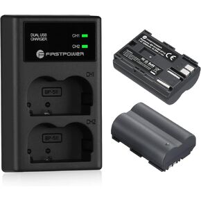 FirstPower BP-511 BP-511a Battery 2-Pack 2200mAh and Dual USB Charger for Canon EOS 5D 10D 20D 20Da 30D 40D 50D 300D D30 D60 and More Camera in Kuwait